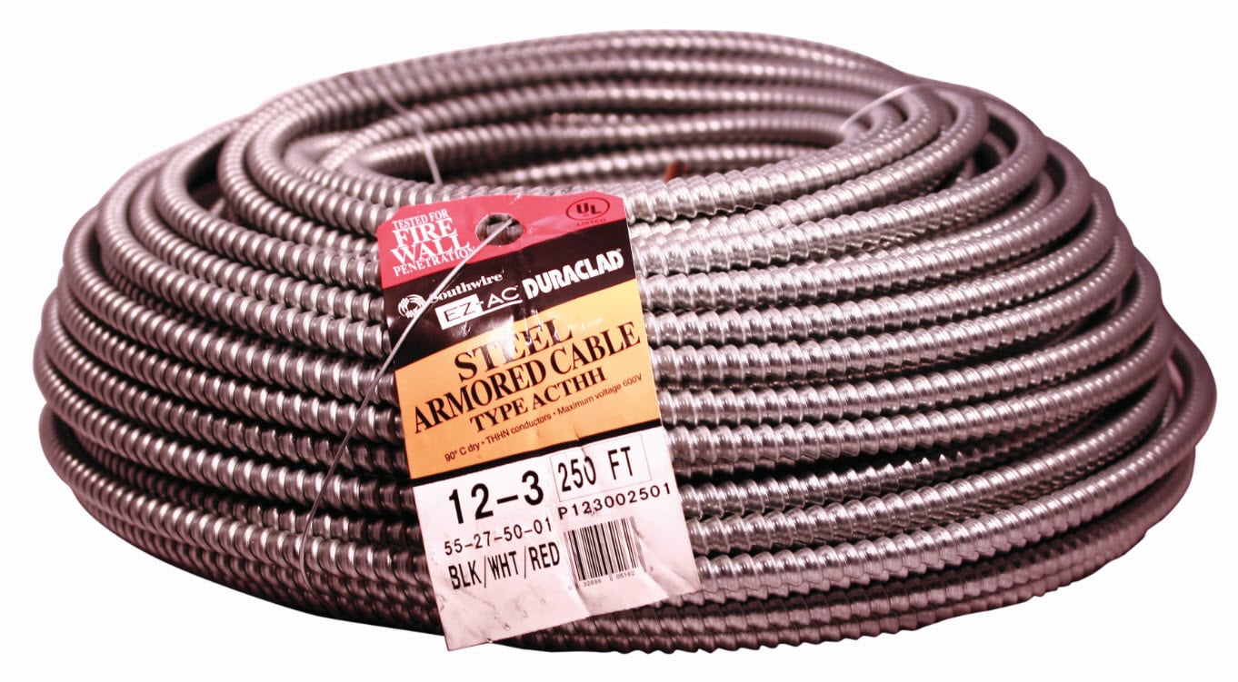 Southwire Duraclad 250-ft 12/3 Solid Steel BX/AC Armored Cable 55275001