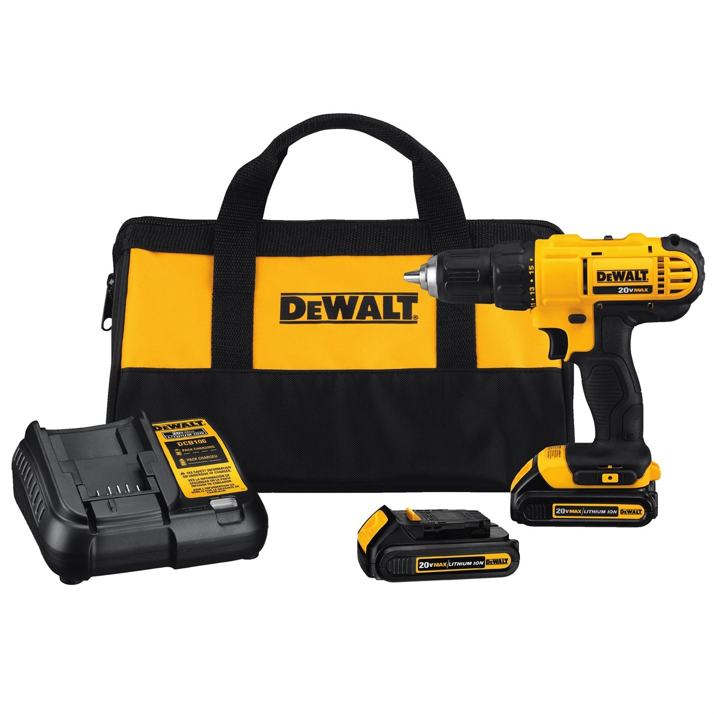 DEWALT 20-volt Max 1/2-in Keyless Cordless Drill (2-Batteries Included, Charger Included and Soft Bag included) DCD771C2