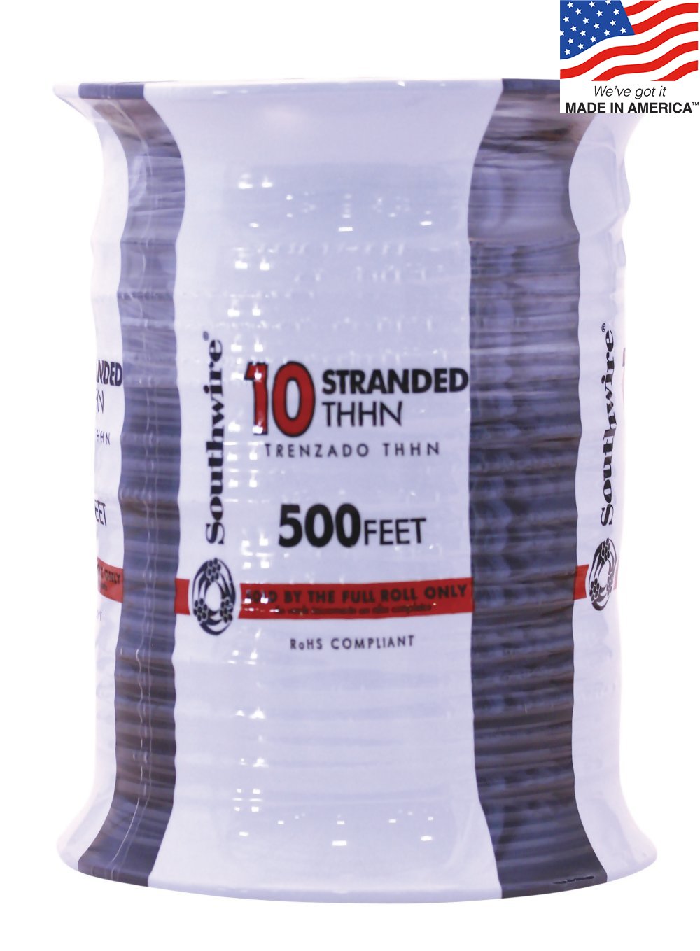 Southwire 500-ft 10-AWG Black Stranded Copper Thhn Wire (By-the-roll) 22973257