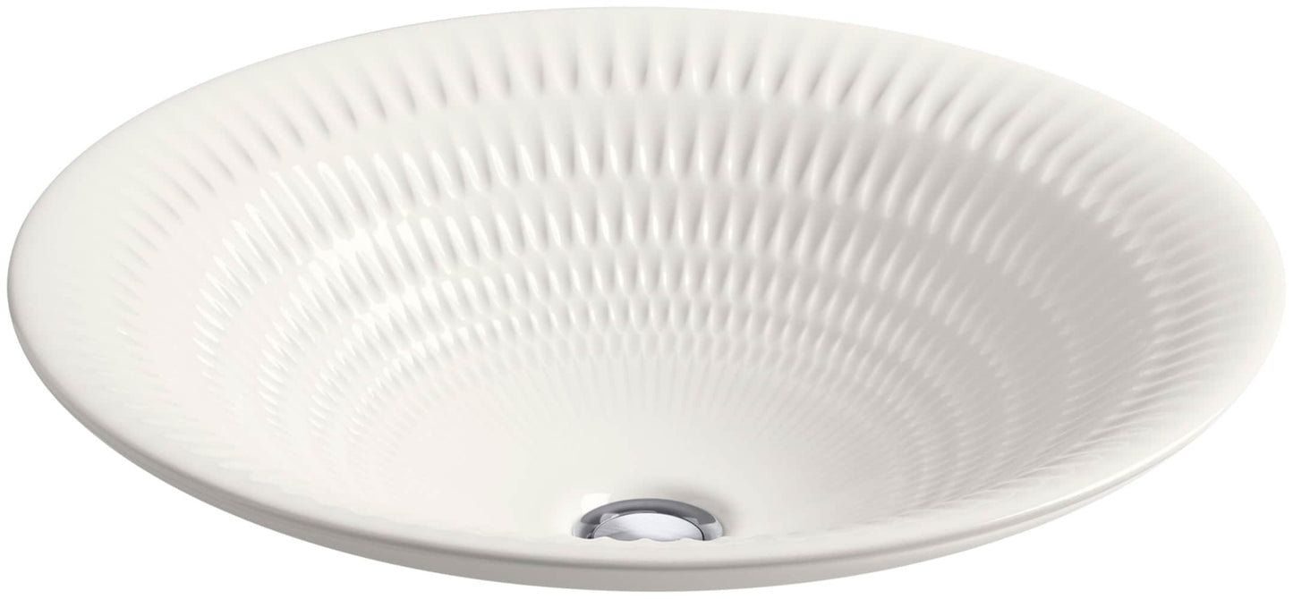 KOHLER Artist Editions Derring Vitreous China 17.6875-in Vessel Round Traditional Translucent White Bathroom Sink