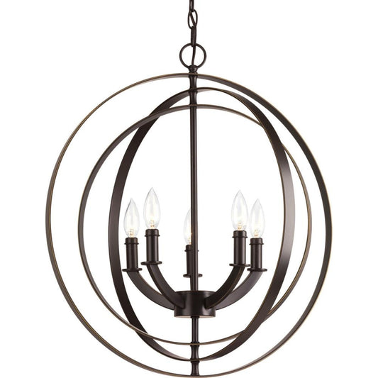 Progress Lighting Equinox 5 -Light Antique Bronze Transitional For Use in Bedrooms, Dining Rooms, Foyers, Kitchens, Living Rooms Chandelier 797652