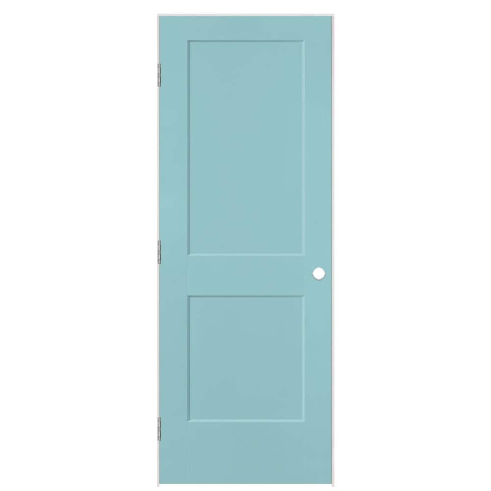 Masonite 30-in x 80-in Sea Mist Hollow core 2-panel square Right hand Smooth Prefinished Molded composite Flat Jamb Single Prehung Interior Door