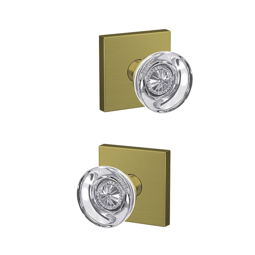 Schlage Custom Hobson- Collins Satin Brass Interior Hall/Closet Dummy Door Knob FC172 HOB 608 COL