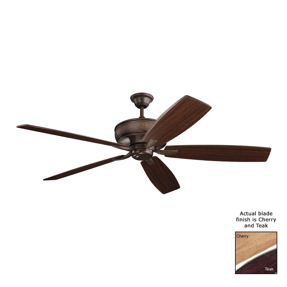 Kichler Monarch 70-in Tannery Bronze with Teak/Cherry Blades Ceiling Fan Light Kit Compatible - Remote Included ( 5 -Blade ) 1254136