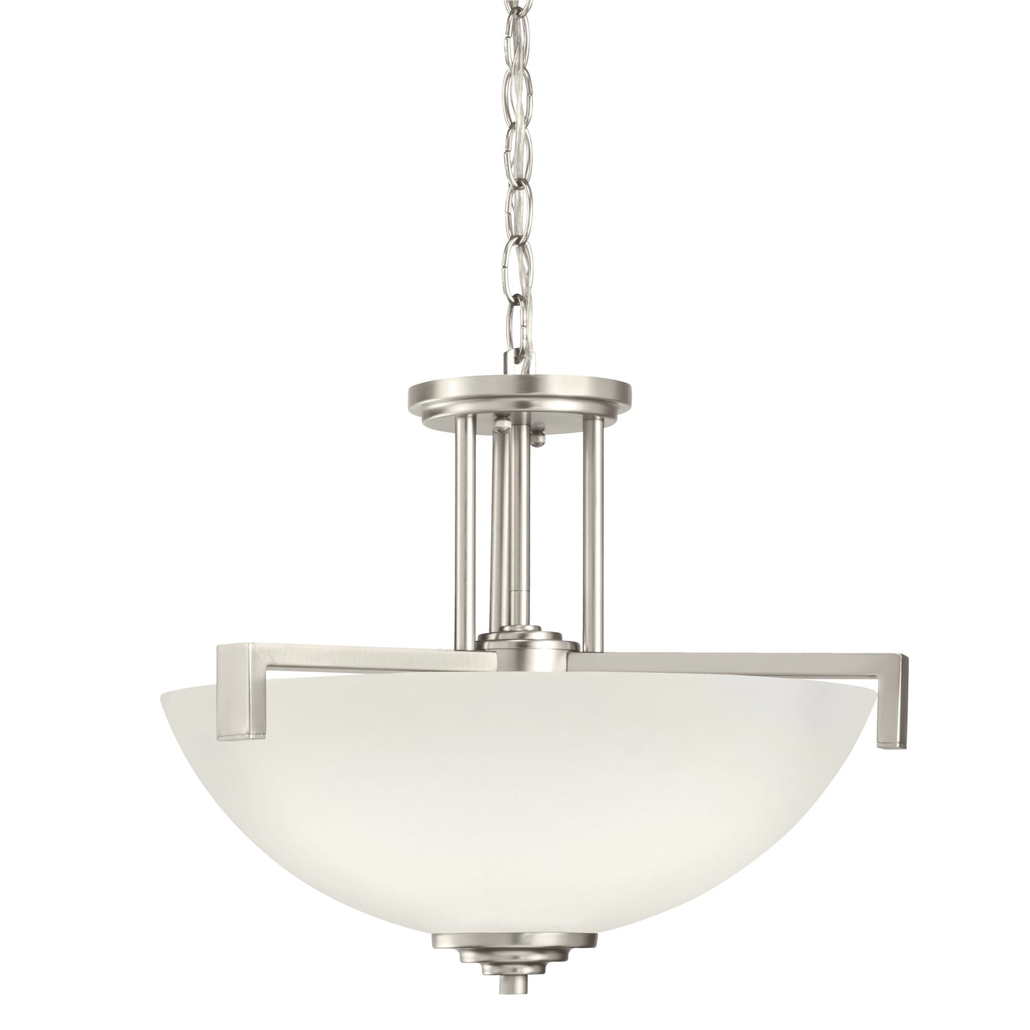Kichler Eileen 3 -Light Brushed nickel Modern/contemporary Etched glass Bowl Medium Hanging Convertible pendant/Semi-flush
