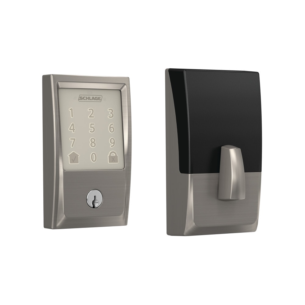 Schlage Encode Century Satin Nickel Smart Lock Electronic Deadbolt with Wifi Touchscreen Keypad BE489WB V CEN 619