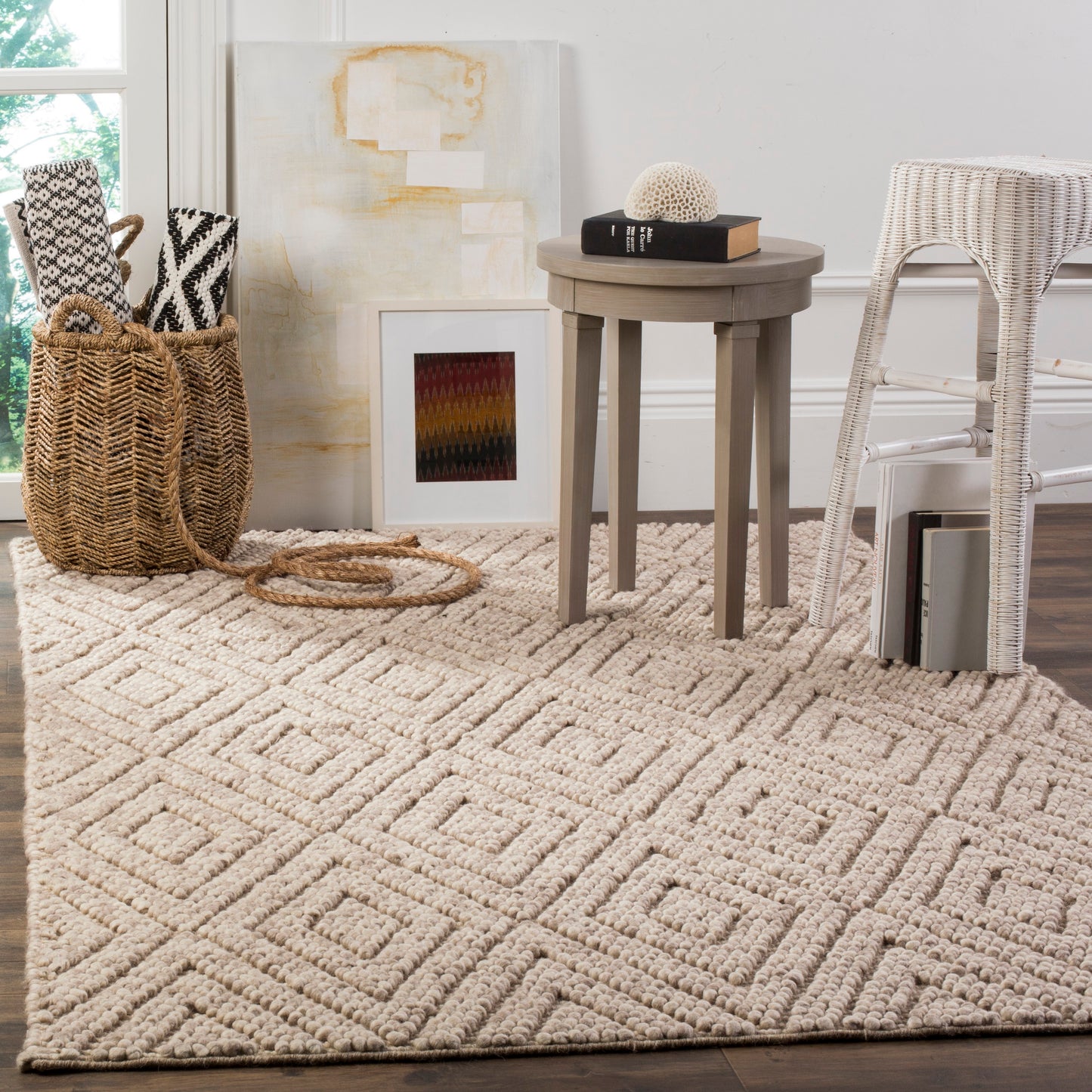 Safavieh Natura Vante 8 x 10 (ft) Wool Beige Rectangular Indoor Geometric Coastal Area rug
