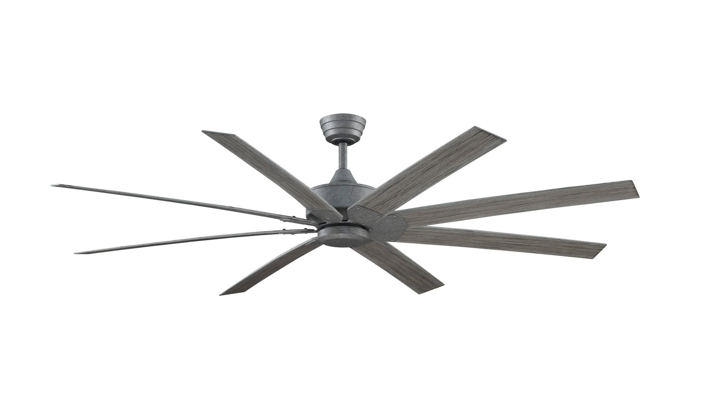 Fanimation Levon Custom 72-in Galvanized with Weathered Wood Blades Indoor/Outdoor Smart Ceiling Fan Light Kit Compatible and Remote (8-Blade) FPD7912BGZ-72WE