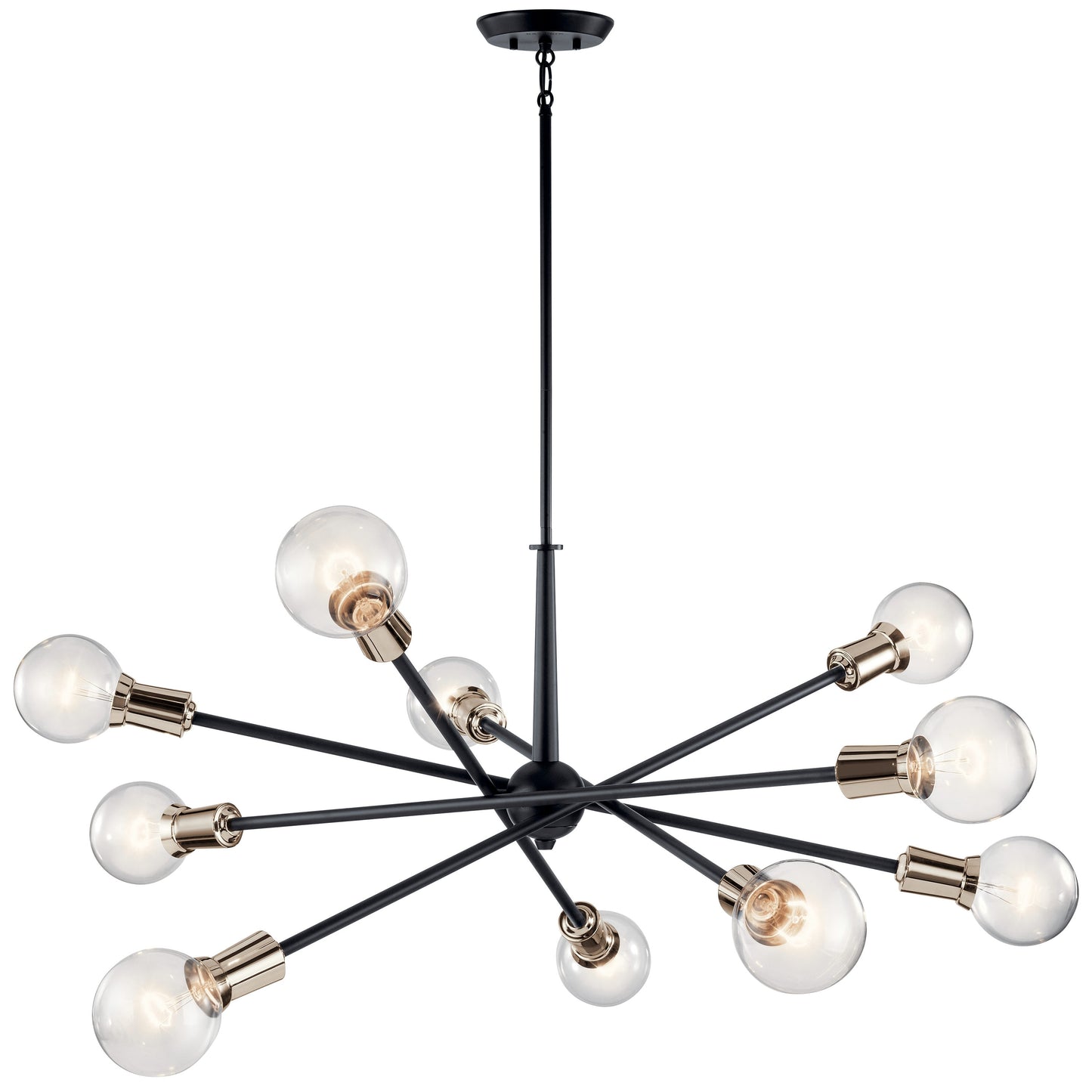 Kichler Armstrong 10 -Light Black Mid-century For Use in Bedrooms, Dining Rooms, Foyers, Kitchens, Living Rooms Chandelier 1477216