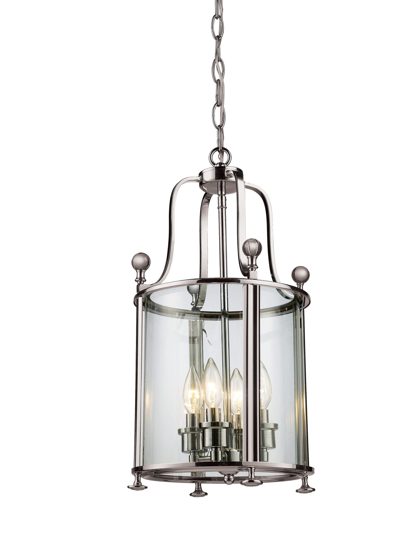 Z-Lite Wyndham 4 -Light Brushed Nickel Modern/contemporary Clear glass Drum Medium (10-22 inches) Hanging Pendant light