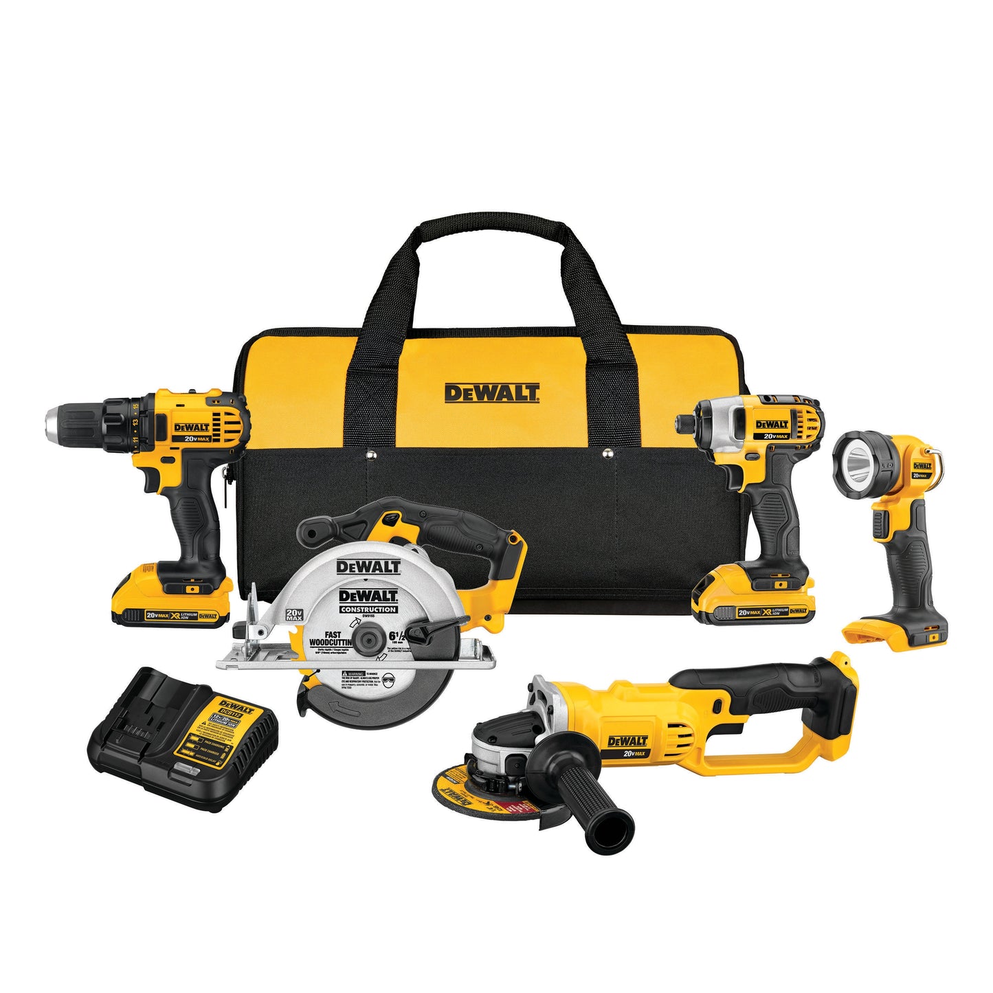 DEWALT 5-Tool 20-Volt Max Power Tool Combo Kit with Soft Case (2-Batteries and charger Included) DCK521D2