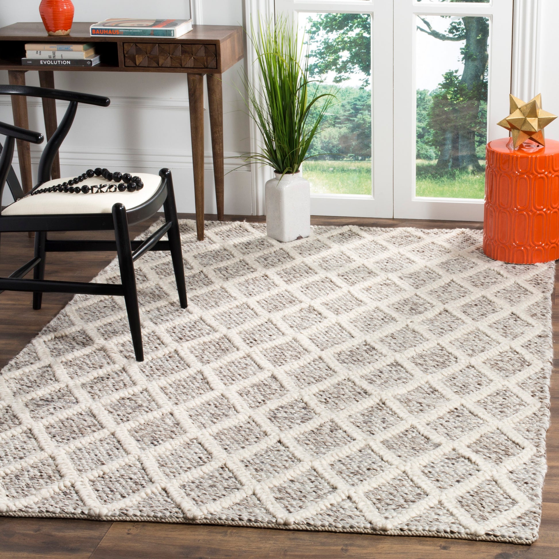 Safavieh Natura Isto 8 x 10 (ft) Ivory/Stone Rectangular Indoor Trellis Coastal Area rug