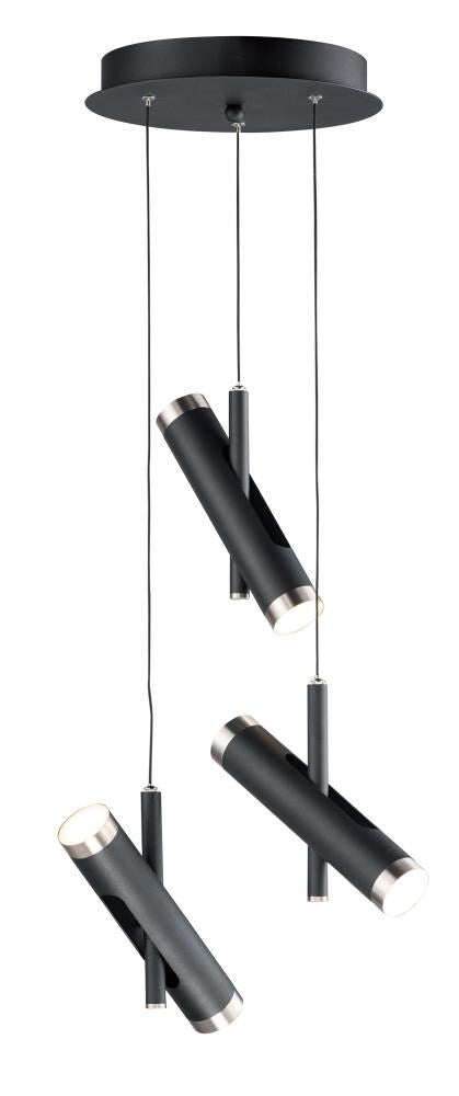 ET2 Ambit 6 -Light Black/Satin Nickel Modern/contemporary Cylinder Integrated LED Medium (10-22 inches) Hanging Pendant light