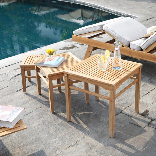 Cambridge Casual Heaton Teak Wood Square Outdoor End Table 19.5-in W x 19.5-in L