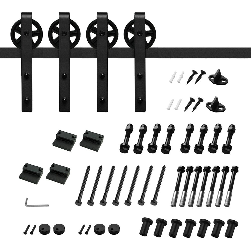 Clihome 72-in Matte Black Indoor/Outdoor J-strap Double Barn Door Hardware Kit X002AENBCT-LTC