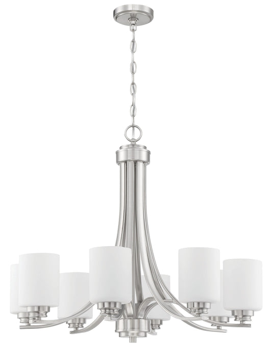 Craftmade Bolden 8 -Light Brushed Nickel Transitional For Use in Bedrooms, Dining Rooms, Foyers, Kitchens, Living Rooms Chandelier 2180083