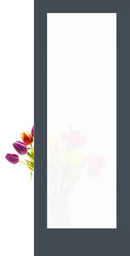 RELIABILT Shaker 24-in x 80-in Steele Gray 1-panel Frosted glass Smooth Solid core Prefinished Pine Wood Slab Door