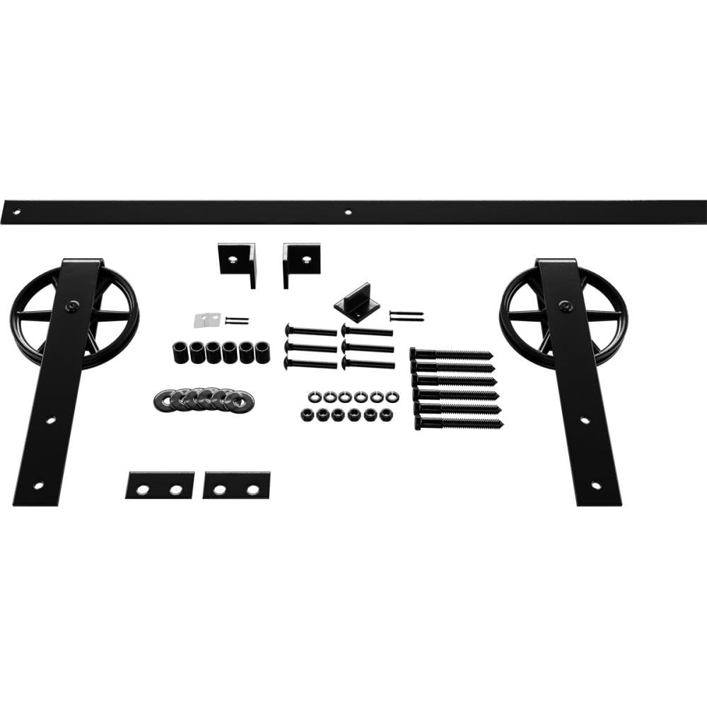 Goldberg Brothers 64-in Black Indoor Wagon Wheel Single & Double Barn Door Hardware Kit GB6001354HWBL