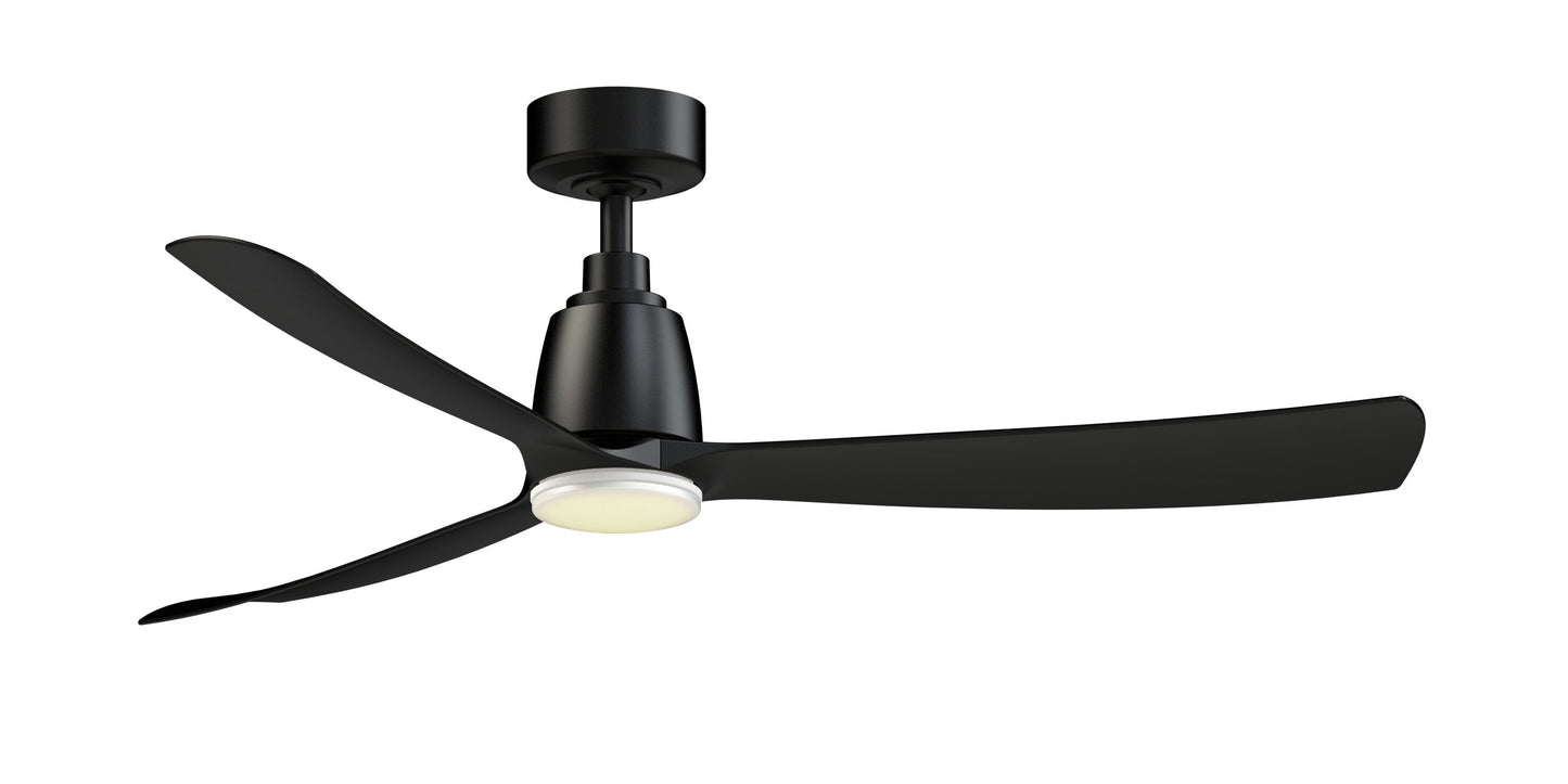 Fanimation Kute 52-in Black/Matte White with Black Blades Color-changing Integrated LED Indoor/Outdoor Smart Propeller Ceiling Fan with Light and Remote (3-Blade) FPD8534BL-LKMW