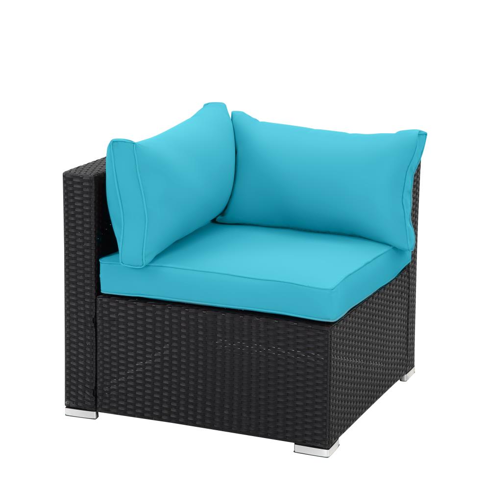 CASAINC Rattan Patio Sofa Conversation Set with Blue