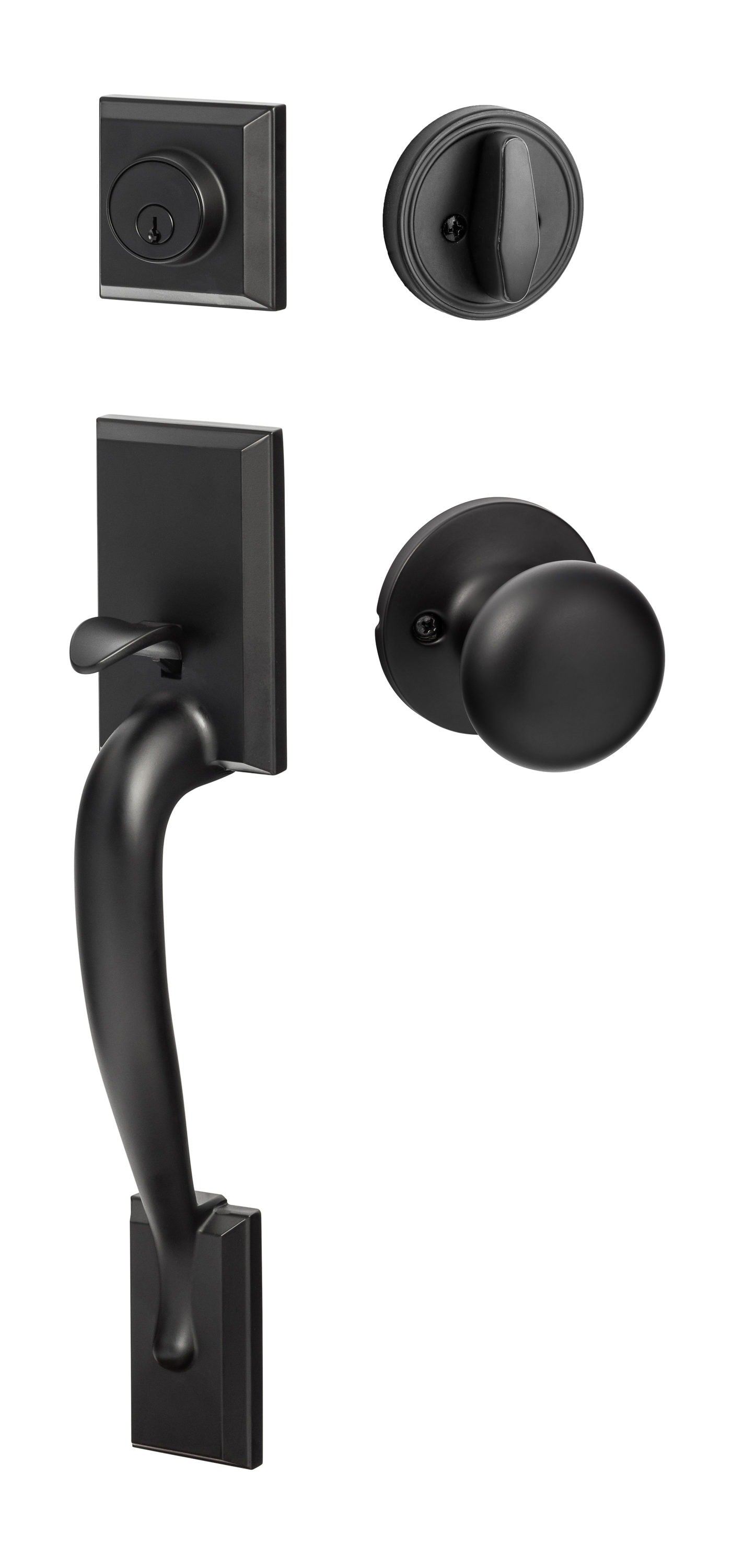Sure-Loc Hardware Sure-Loc Door Hardware Madison Flat Black Single-Cylinder Deadbolt Keyed Entry Door Handleset Knob MA507-DU FBL