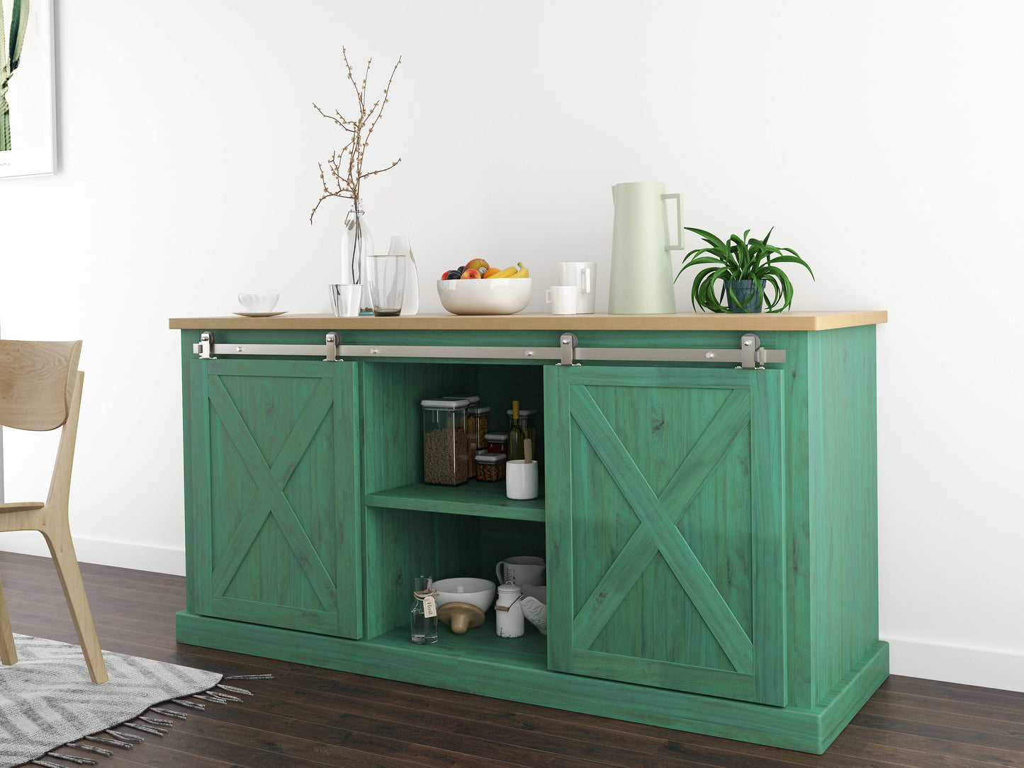 Quiet Glide 48-in Satin Nickel Indoor Top Mount Double Barn Door Hardware Kit NT.1310.03.SN-48-2