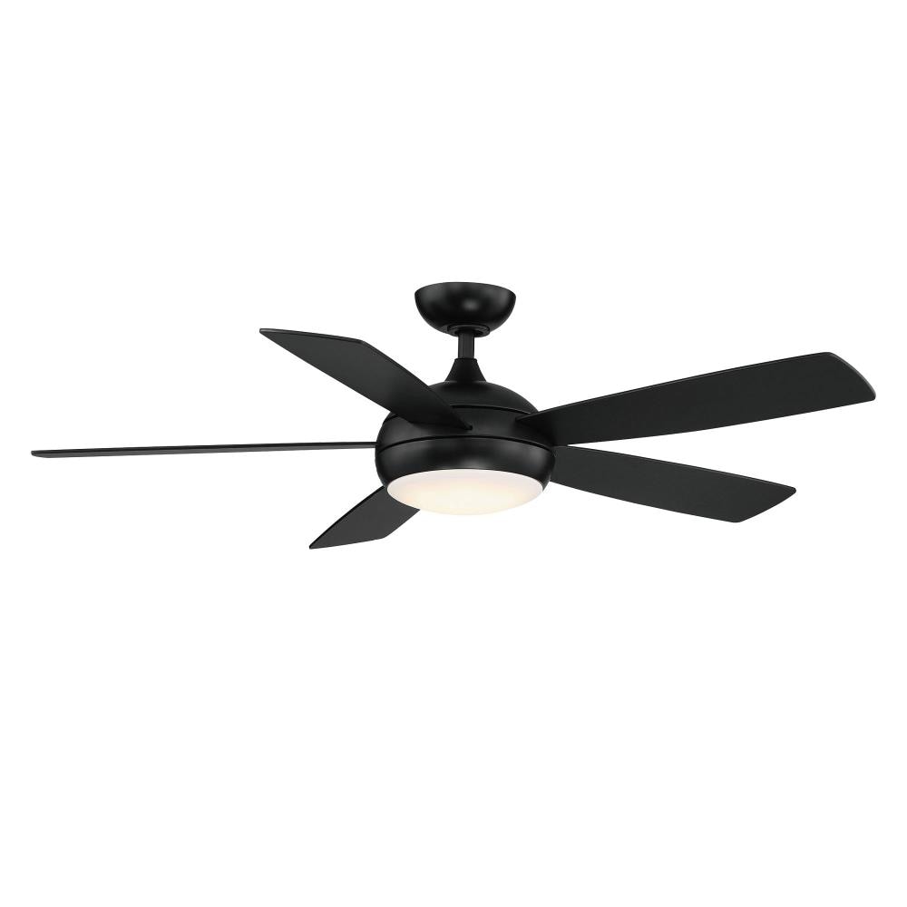 WAC Lighting Odyssey 52-in Matte black Integrated LED Indoor/Outdoor Smart Ceiling Fan with Light (5-Blade) F-005L-MB