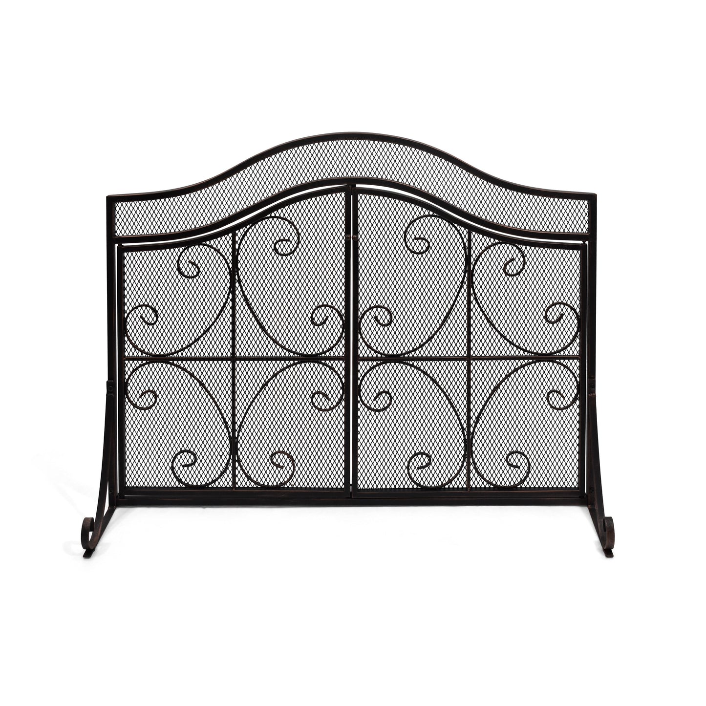 Home Decor 41-in Black Copper Iron 3-Panel Flat Twin Fireplace Screen 309133