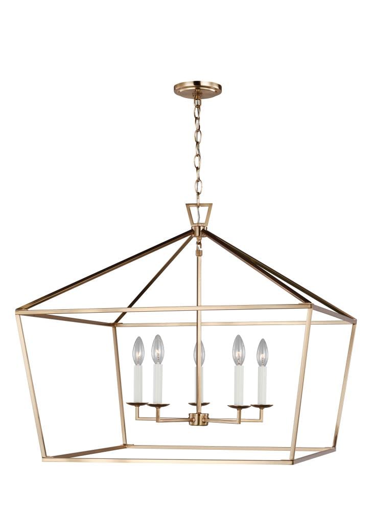 Generation Lighting Dianna 5 -Light Satin Brass Traditional Lantern Large Hanging Pendant light