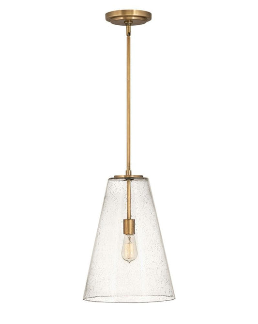 Hinkley Vance Heritage Brass Transitional Seeded glass Bell Medium Hanging Pendant light 3661555