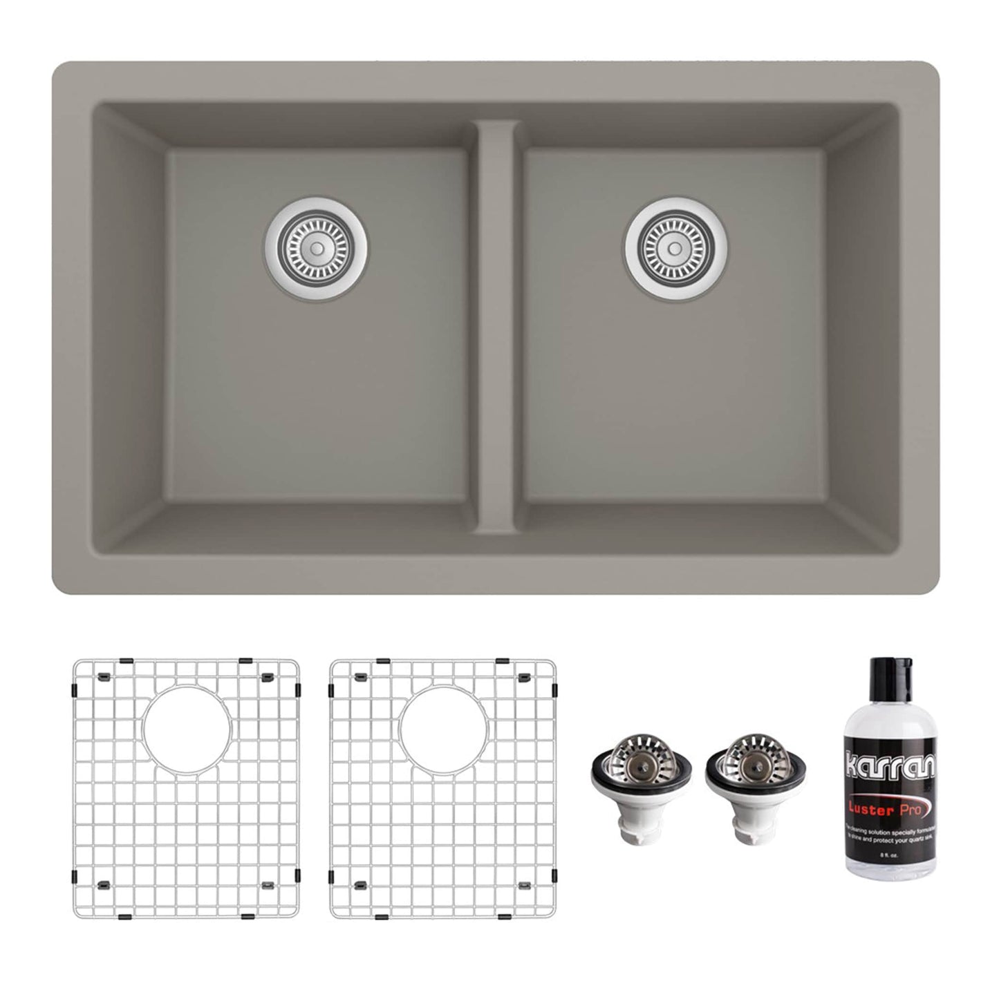 Karran Undermount 32-in x 19.5-in Quartz Double equal bowl Kitchen Sink