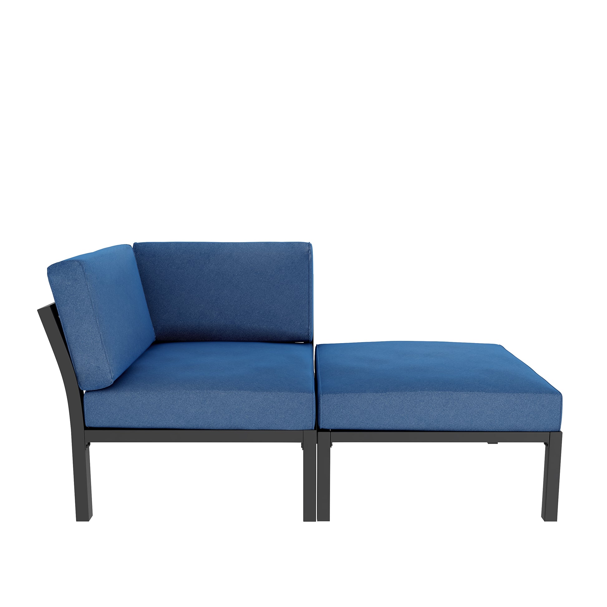 Top Home Space Outdoor Loveseat with Blue Cushions and Steel Frame
