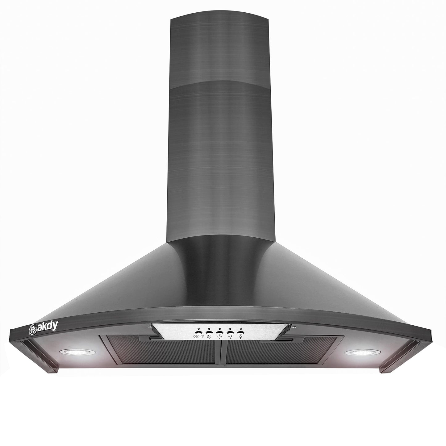 AKDY 30 inch Convertible 343-CFM Black Stainless Steel Wall-Mounted Range Hood