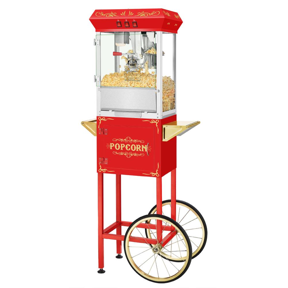 Superior Popcorn Company 48 Cups Red Oil Freestanding Popcorn Machine Cart 704848RAB