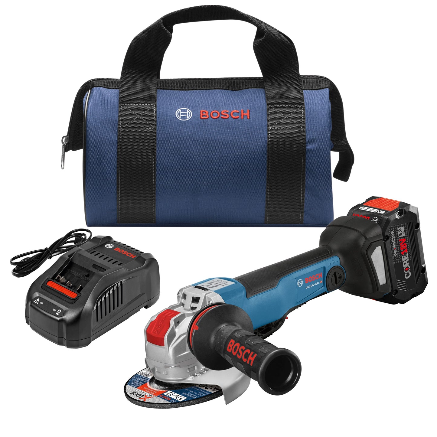 Bosch PROFACTOR 5-in 18-volt 8 Amps Paddle Switch Brushless Cordless Angle Grinder (Charger Included and 1-Battery) GWX18V-50PCB14