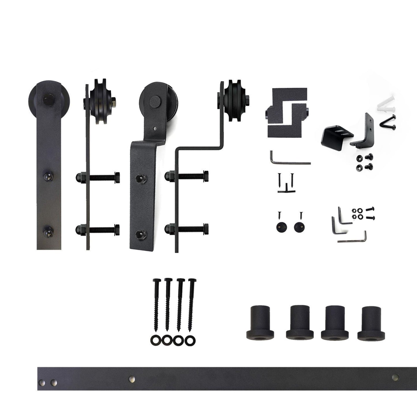 HOMACER 66-in Rustic Black Indoor I-strap Double Bypass Barn Door Hardware Kit ZT5TGH066C