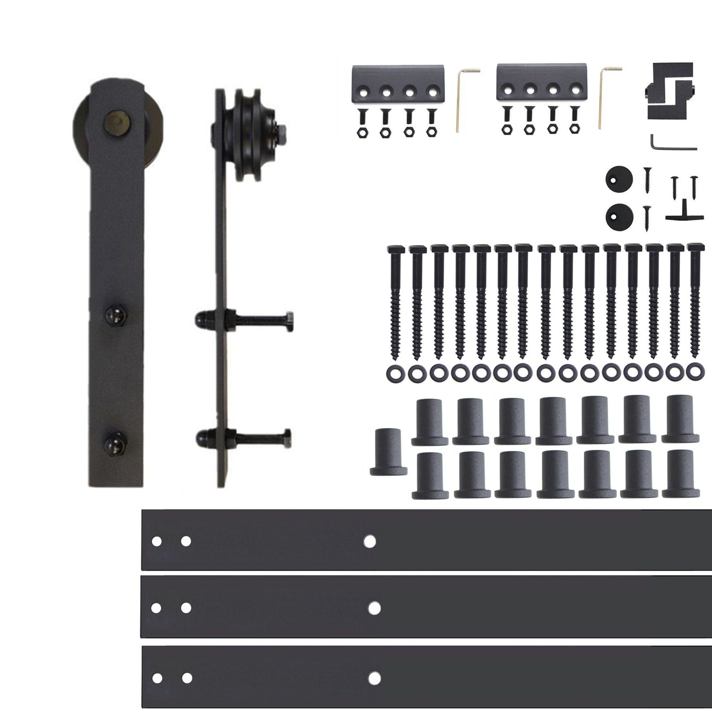 HOMACER 240-in Rustic Black Indoor I-strap Single Barn Door Hardware Kit ZT1TGH240C