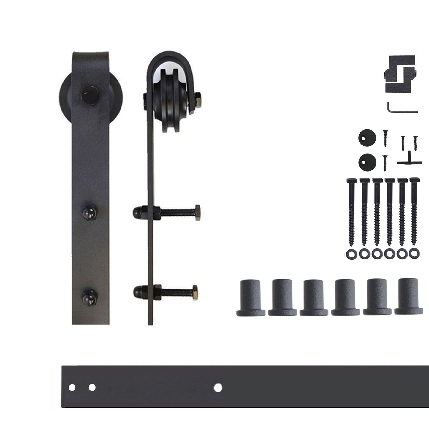 HOMACER 90-in Rustic Black Indoor J-strap Single Barn Door Hardware Kit YT1TGH090C