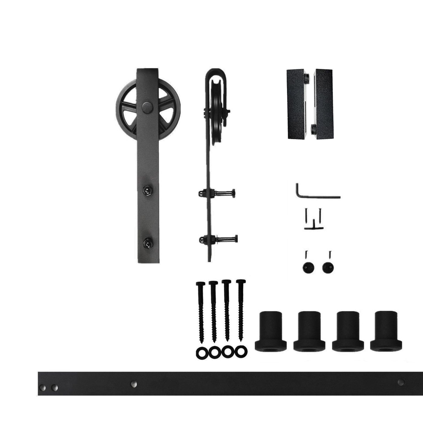 HOMACER 60-in Rustic Black Indoor Spoke Wheel Single Barn Door Hardware Kit HL1TGH060C