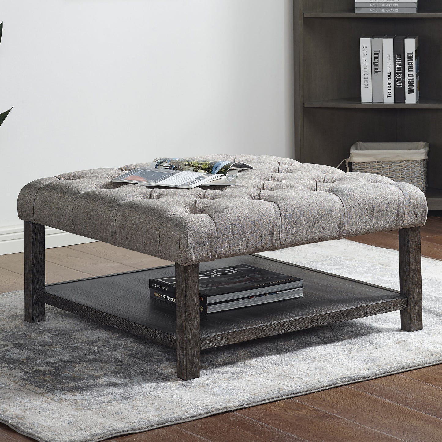 Furniture of America Remillard Casual Gray Storage Ottoman
