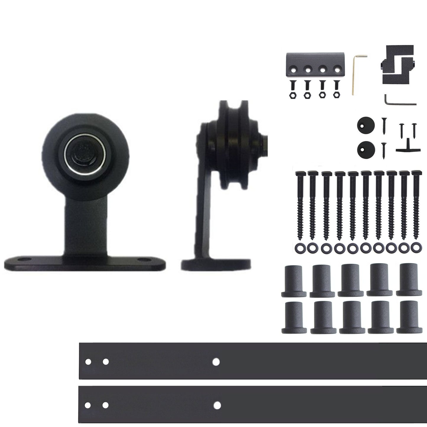 HOMACER 168-in Rustic Black Indoor Top Mount Single Barn Door Hardware Kit DZ1TGH168C