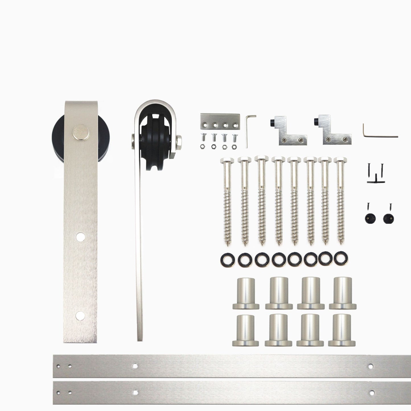 HOMACER 120-in Brushed Nickel Indoor J-strap Single Barn Door Hardware Kit YT1DNZ120C