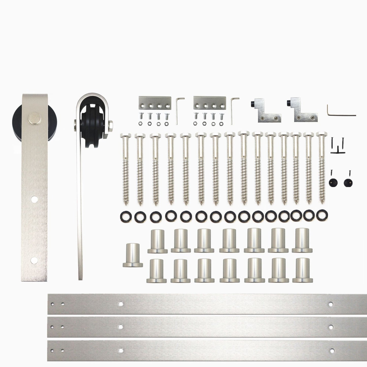 HOMACER 216-in Brushed Nickel Indoor J-strap Single Barn Door Hardware Kit YT1DNZ216C