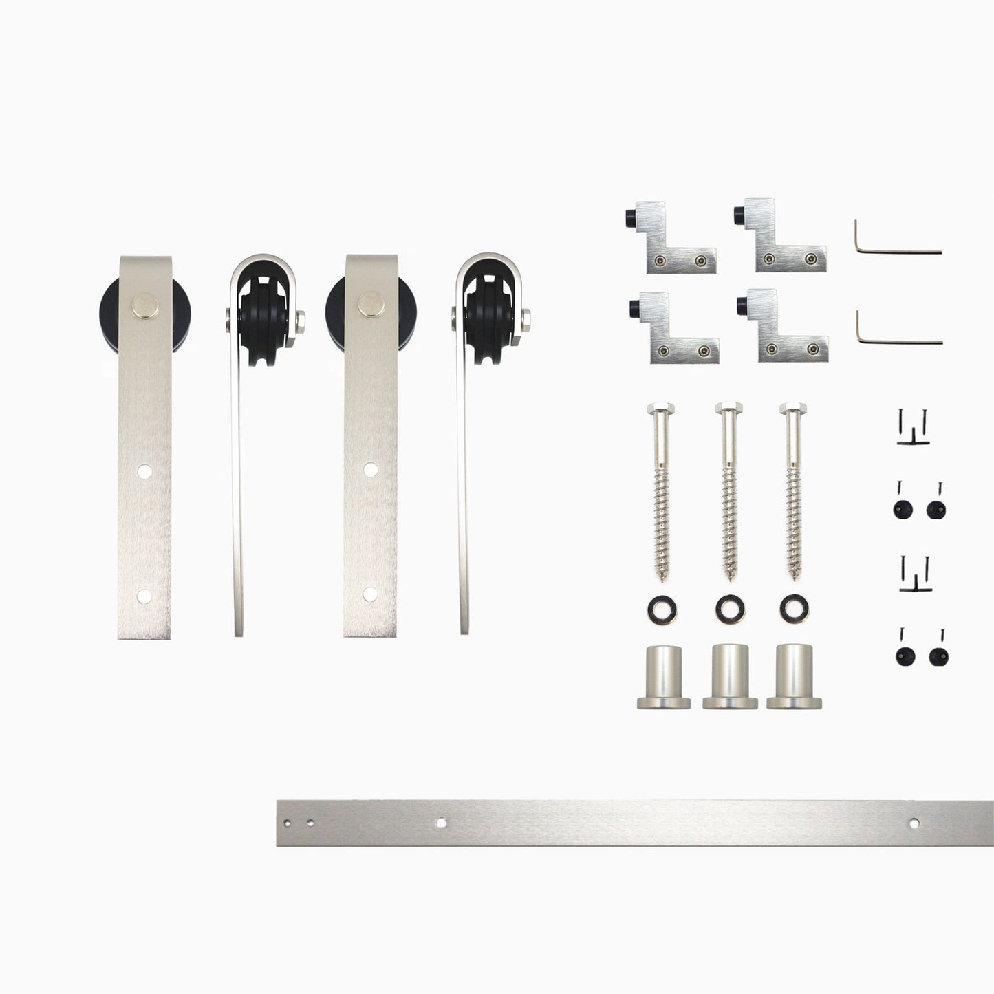 HOMACER 54-in Brushed Nickel Indoor J-strap Double Barn Door Hardware Kit YT2DNZ054C