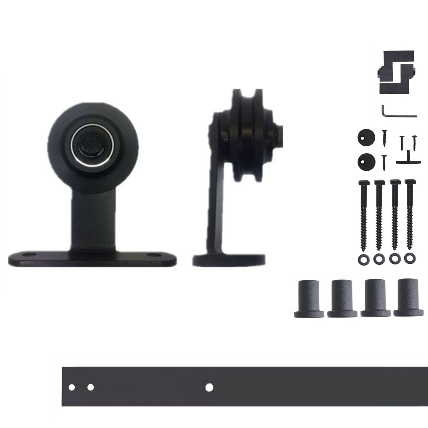 HOMACER 66-in Rustic Black Indoor Top Mount Single Barn Door Hardware Kit DZ1TGH066C