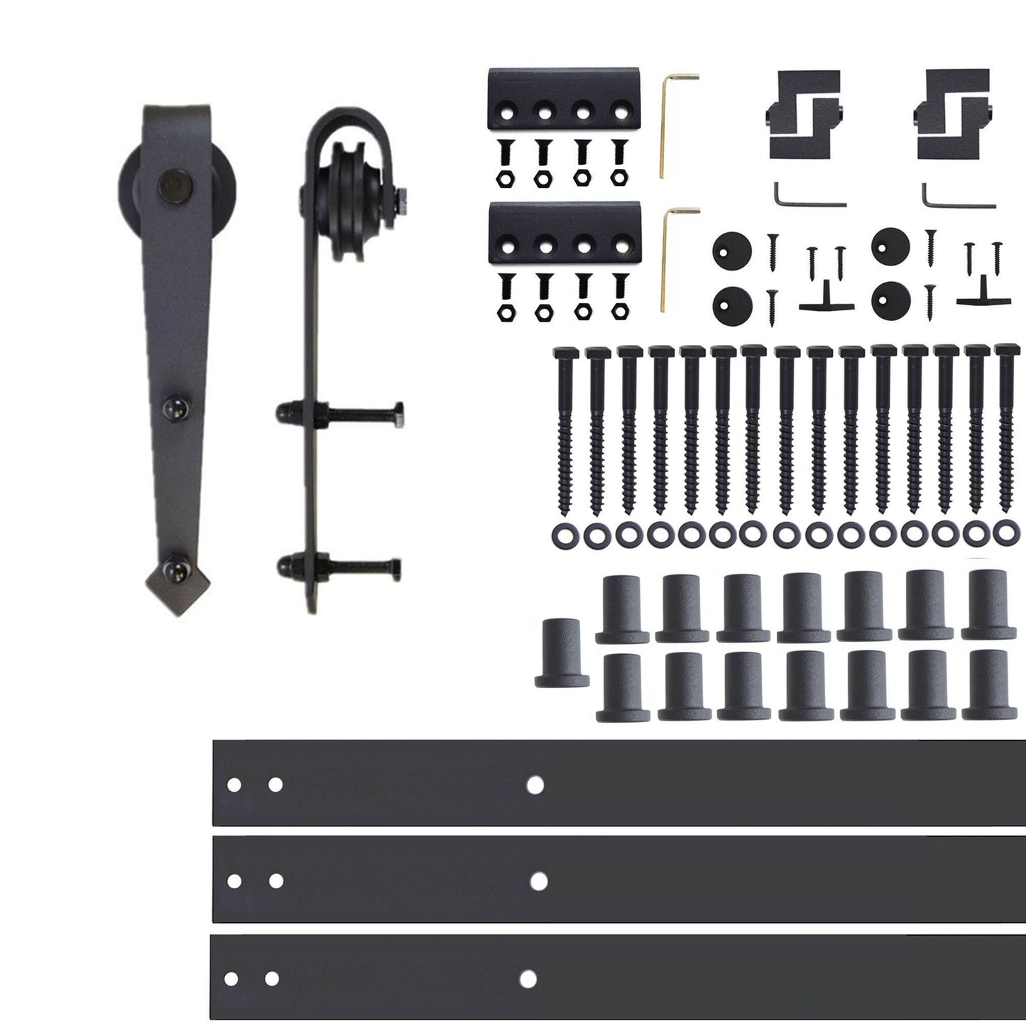 HOMACER 240-in Rustic Black Indoor Arrow Single Barn Door Hardware Kit JT1TGH240C