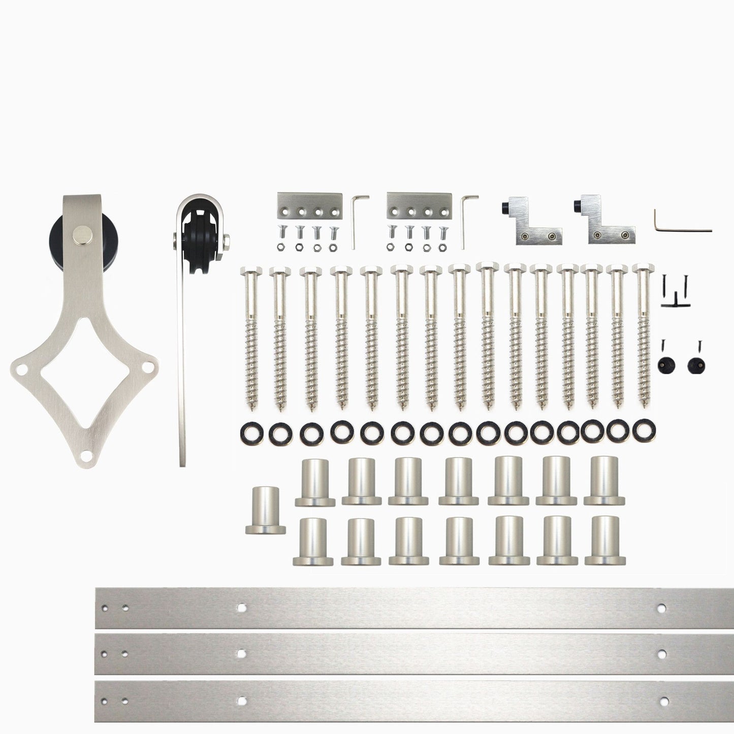 HOMACER 240-in Brushed Nickel Indoor Diamond Single Barn Door Hardware Kit LX1DNZ240C