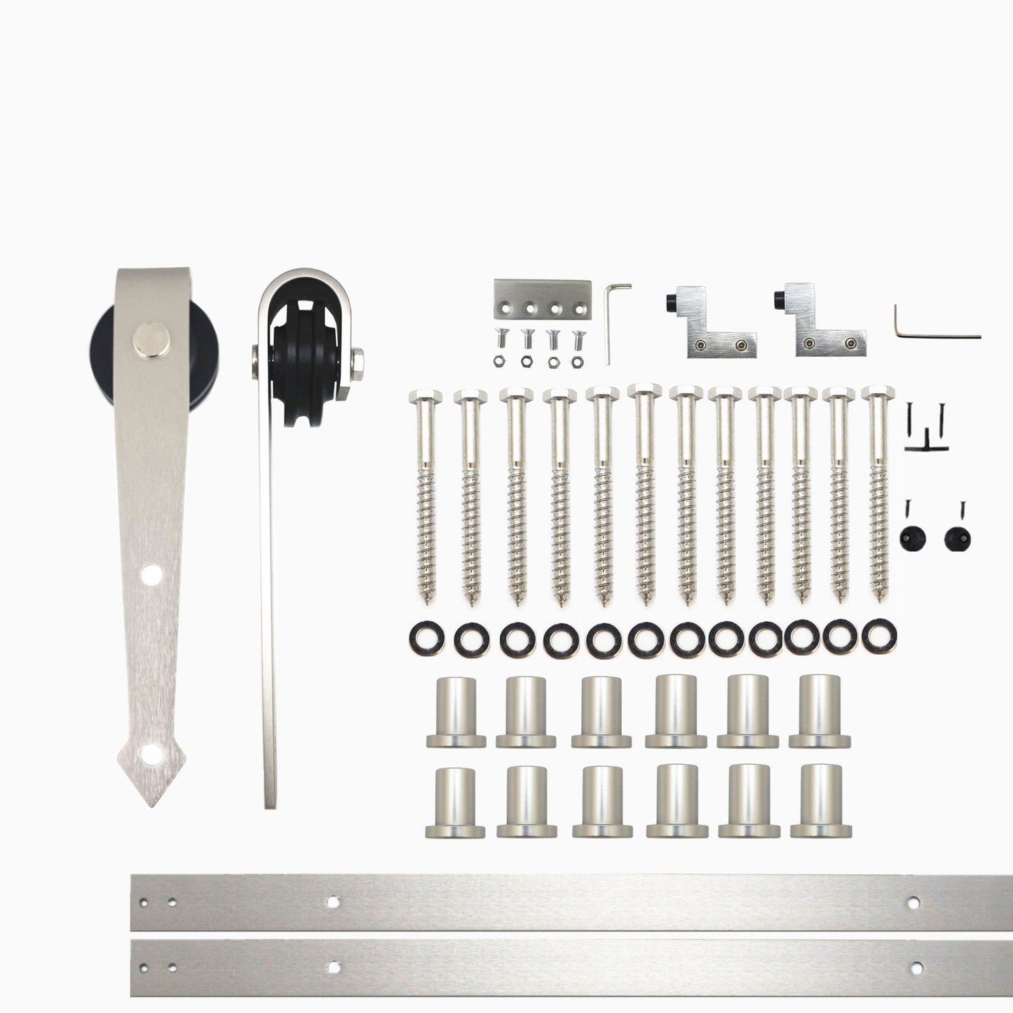 HOMACER 192-in Brushed Nickel Indoor Arrow Single Barn Door Hardware Kit JT1DNZ192C