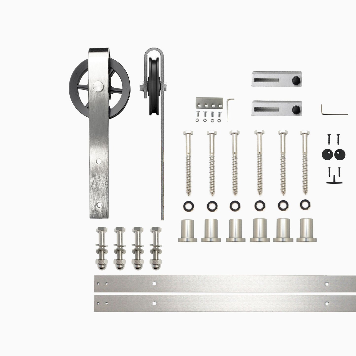 HOMACER 108-in Brushed Nickel Indoor Spoke Wheel Single Barn Door Hardware Kit HL1DNZ108C