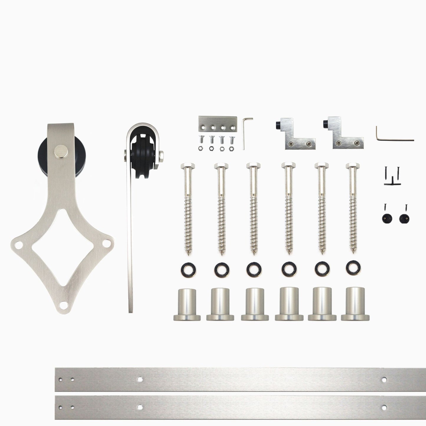 HOMACER 108-in Brushed Nickel Indoor Diamond Single Barn Door Hardware Kit LX1DNZ108C